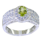 Peridot Halo French 925 Sterling Silver Green Gems Eye catching Trendy Ring Jewelry