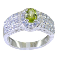 Peridot Halo French 925 Sterling Silver Green Gems Eye catching Trendy Ring Jewelry