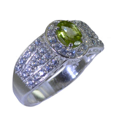 Peridot Halo French 925 Sterling Silver Green Gems Eye catching Trendy Ring Jewelry