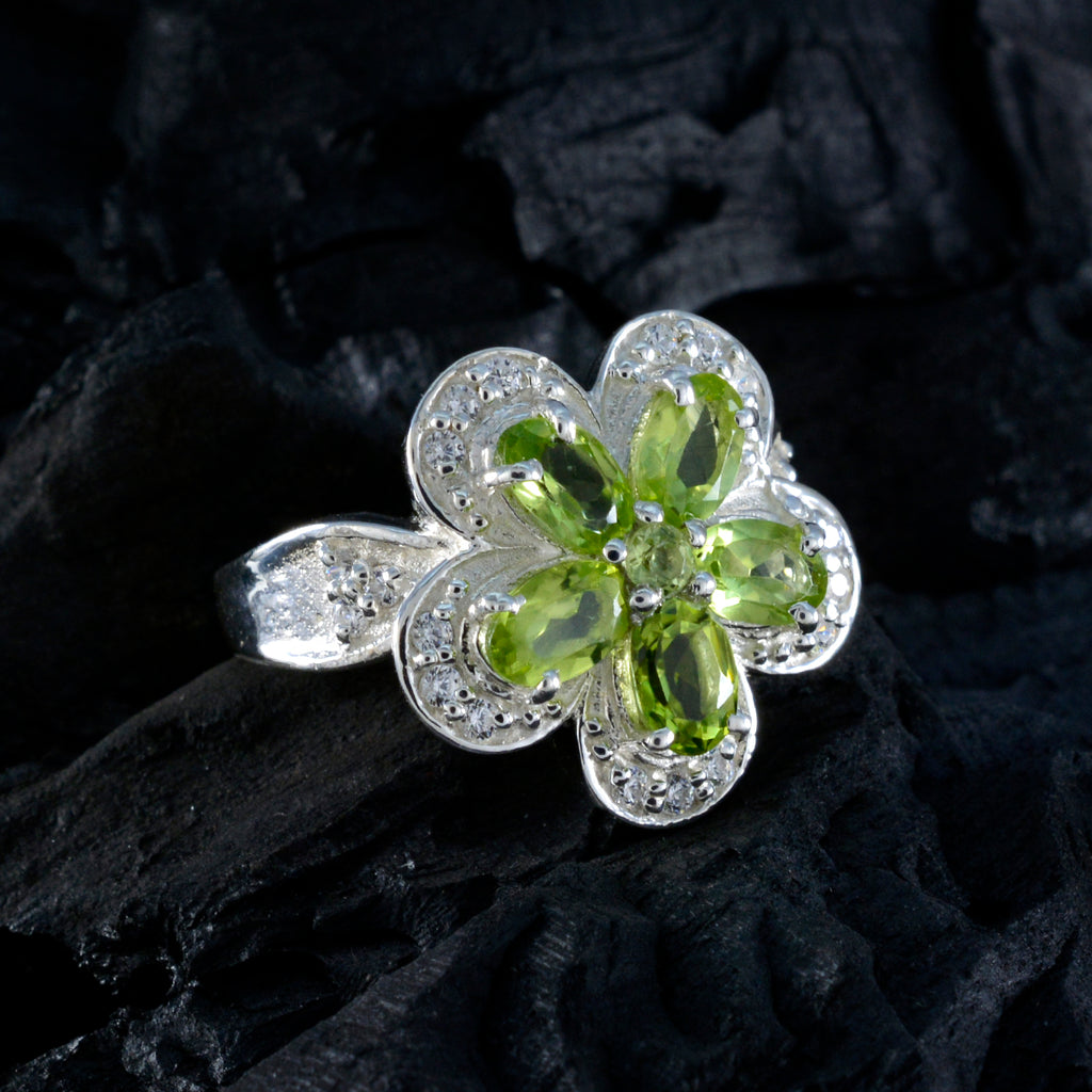 Peridot multiple Russian Silver Green Gemstone Versatile Abstract Ring Jewelry