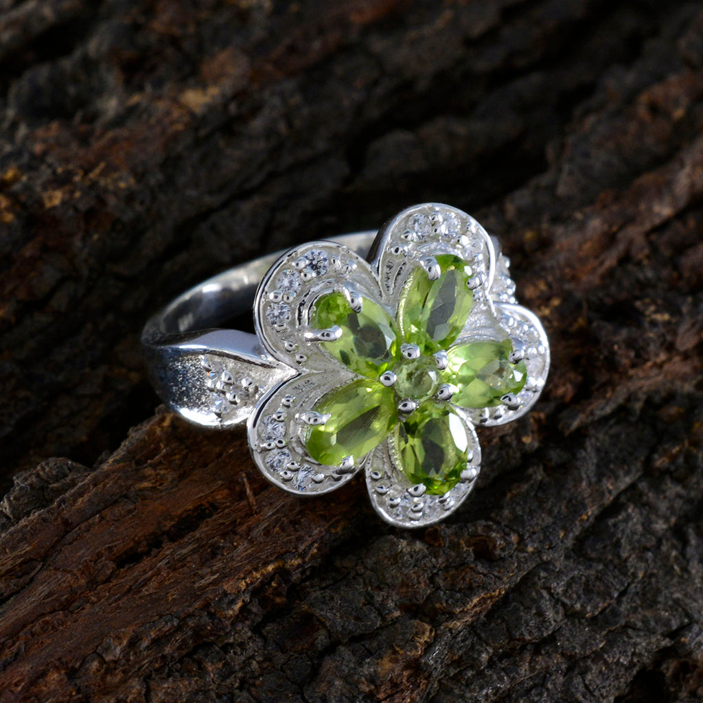 Peridot multiple Russian Silver Green Gemstone Versatile Abstract Ring Jewelry