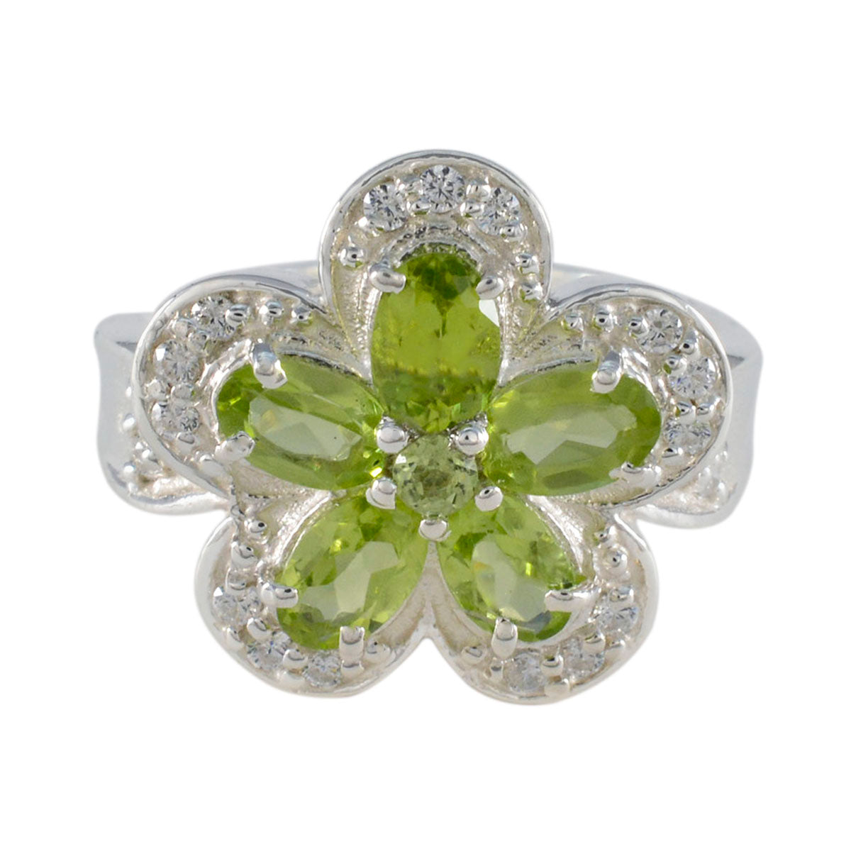 Peridot multiple Russian Silver Green Gemstone Versatile Abstract Ring Jewelry