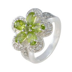 Peridot multiple Russian Silver Green Gemstone Versatile Abstract Ring Jewelry