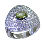 Peridot Halo Russian 92.5 Silver Green Gemstone Versatile Modern Ring Jewellery