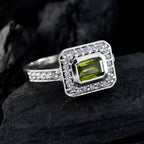 Peridot Halo French Silver Green Gems Classic Fairytale Ring Jewellery