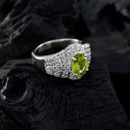 Peridot Halo African 925 Silver Green Gemstone Mid weight Feminine Ring Jewellery