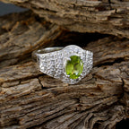 Peridot Halo African 925 Silver Green Gemstone Mid weight Feminine Ring Jewellery