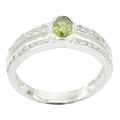 Peridot Halo Französisch 925 Sterling Silber Grüne Edelsteine Federleicht Luxuriöser Ring Schmuck