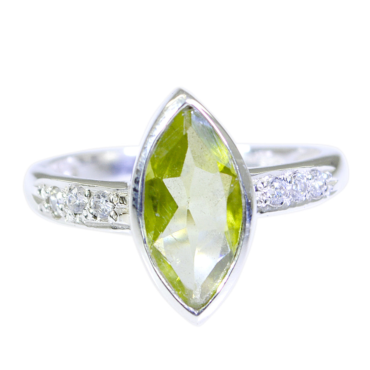 Peridot Halo Japanese 925 Silver Green Gemstones Dainty Romantic Ring Jewelry