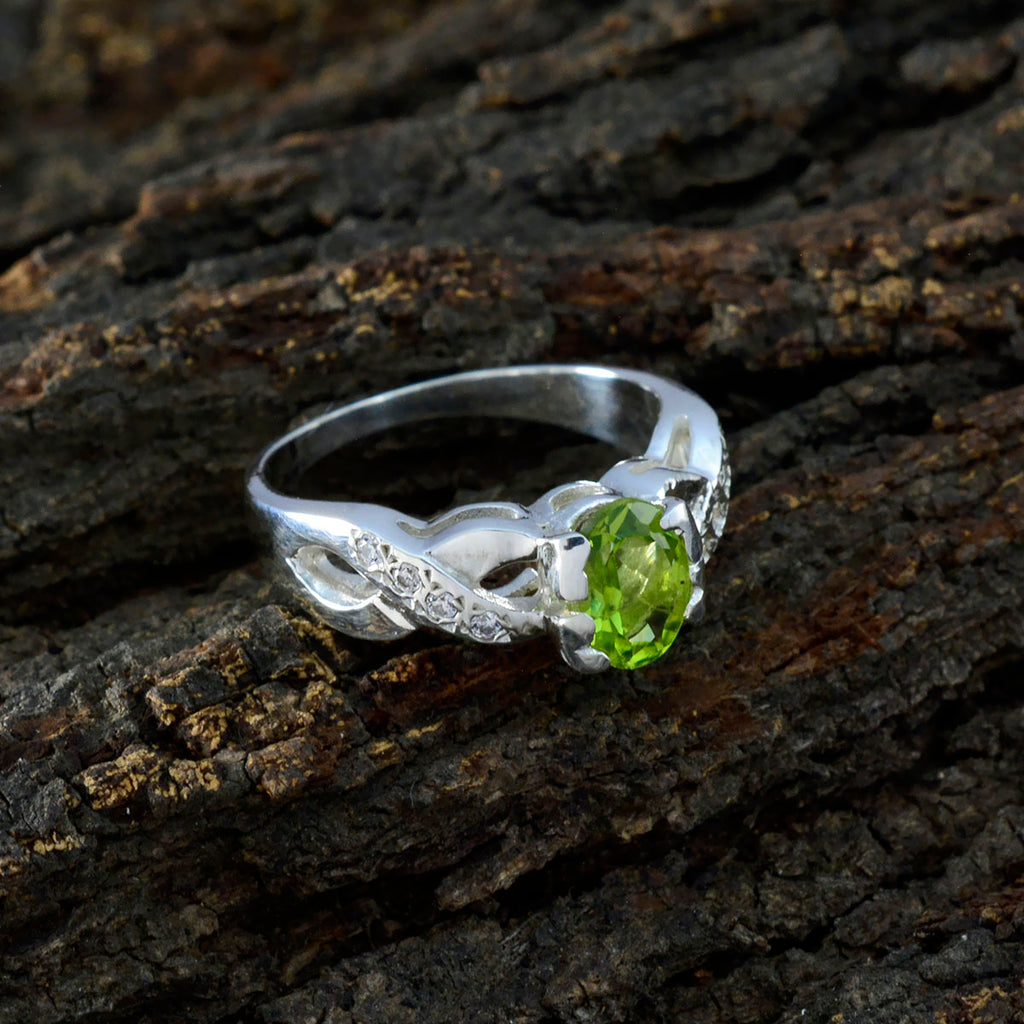 Peridot Halo African 92.5 Silver Green Gems Featherlight Abstract Ring Jewellery