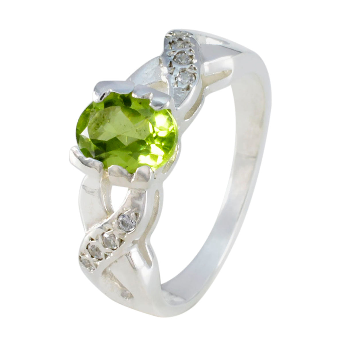 Peridot Halo African 92.5 Silver Green Gems Featherlight Abstract Ring Jewellery
