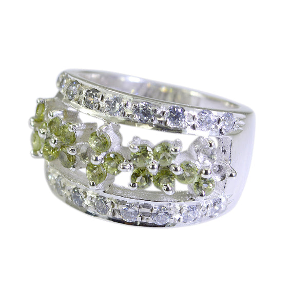 Peridot Halo French Sterling Silver Green Gems Statement Traditional Ring Jewellery