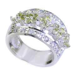 Peridot Halo French Sterling Silver Green Gems Statement Traditional Ring Jewellery