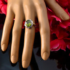 Peridot Halo Turkish Sterling Silver Green Gemstone Whisper thin Glamorous Ring Jewellery