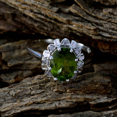 Peridot Halo Turkish Sterling Silver Green Gemstone Whisper thin Glamorous Ring Jewellery