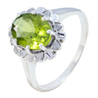 Peridot Halo Turkish Sterling Silver Green Gemstone Whisper thin Glamorous Ring Jewellery