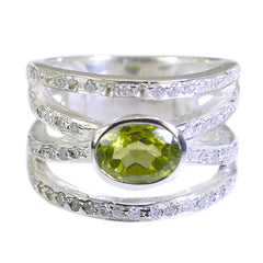Peridot Halo French 925 Sterling Silver Green Gems Versatile Trendy Ring Jewellery