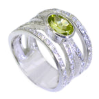 Peridot Halo French 925 Sterling Silver Green Gems Versatile Trendy Ring Jewellery