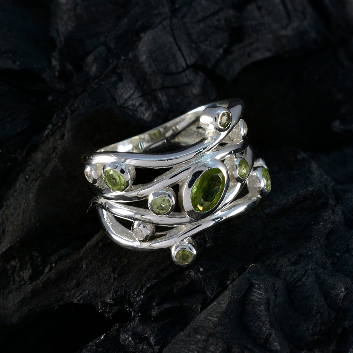 smoky quartz multiple Moroccan 925 Sterling Silver Brown Gemstones Mid weight Fairytale Ring Jewelry