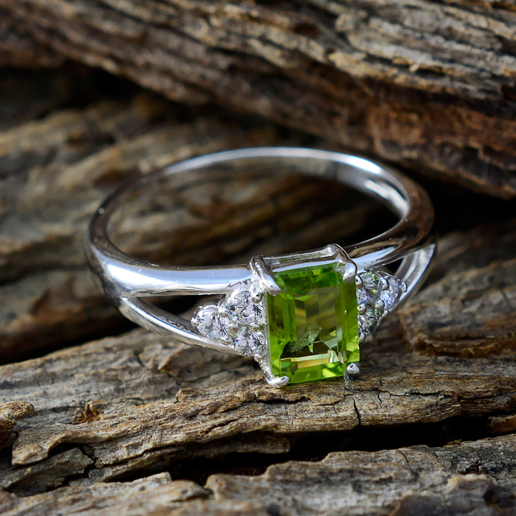 Peridot Halo Turkish 92.5 Silver Green Gemstones Dainty Graceful Ring Jewellery