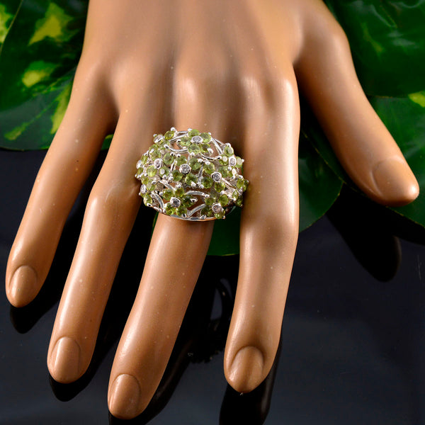 Peridot multiple African Sterling Silver Green Gems Statement Floral Ring Jewelry
