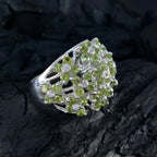 Peridot multiple African Sterling Silver Green Gems Statement Floral Ring Jewelry