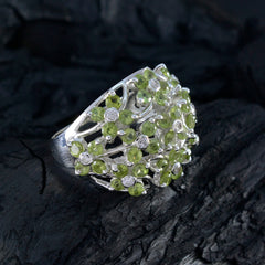 Peridot multiple African Sterling Silver Green Gems Statement Floral Ring Jewelry