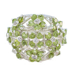Peridot multiple African Sterling Silver Green Gems Statement Floral Ring Jewelry