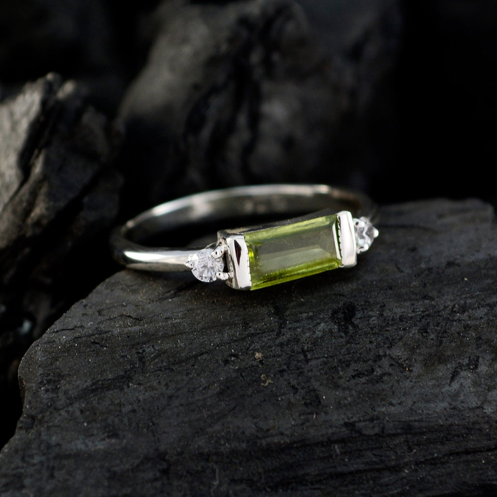 Peridot Halo Korean 925 Sterling Silver Green Gemstones Delicate Romantic Ring Jewelry