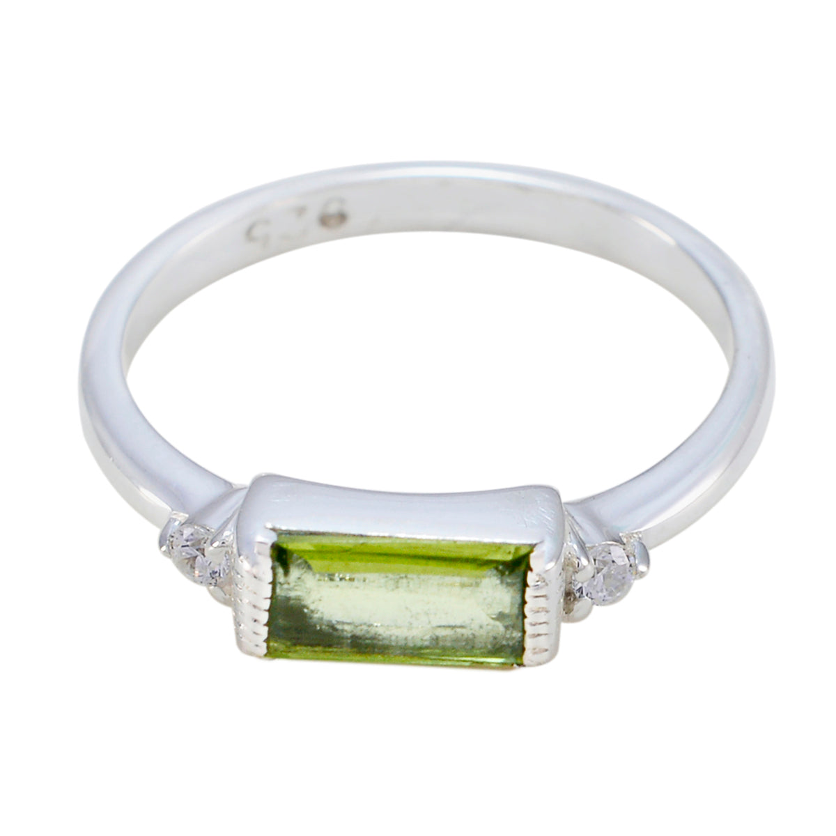 Peridot Halo Korean 925 Sterling Silver Green Gemstones Delicate Romantic Ring Jewelry Immagine principale del prodotto