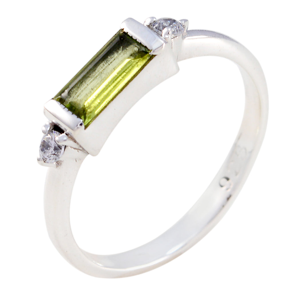 Peridot Halo Korean 925 Sterling Silver Green Gemstones Delicate Romantic Ring Jewelry