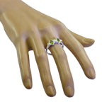 Peridot Halo American 92.5 Silver Green Gems Dainty Trendy Ring Jewelry