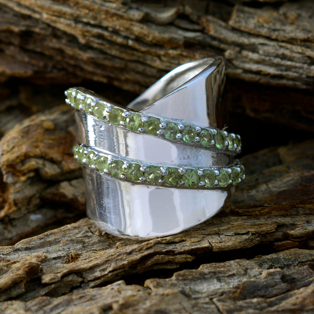 Peridot multiple Moroccan 92.5 Silver Green Gemstones Eye catching Art Deco Ring Jewellery