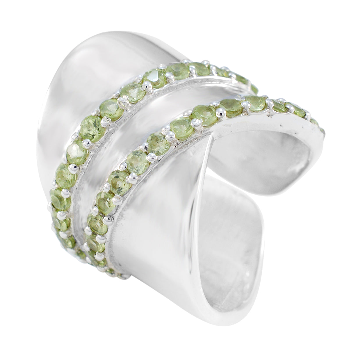 Peridot multiple Moroccan 92.5 Silver Green Gemstones Eye catching Art Deco Ring Jewellery