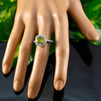 Peridot Halo Egyptian 92.5 Silver Green Gemstones Slim Fairytale Ring Jewelry