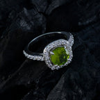 Peridot Halo Egyptian 92.5 Silver Green Gemstones Slim Fairytale Ring Jewelry