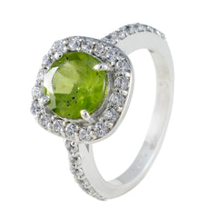 Peridot Halo Egyptian 92.5 Silver Green Gemstones Slim Fairytale Ring Jewelry