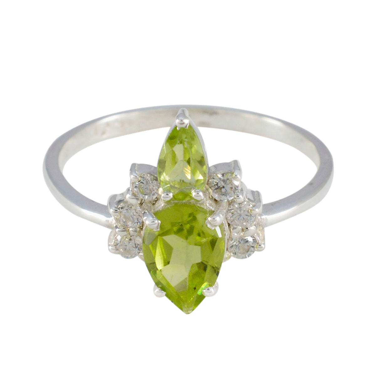 Peridot Toi et Moi Japanese 92.5 Silver Green Gemstones Elegant  Feminine Ring Jewellery
