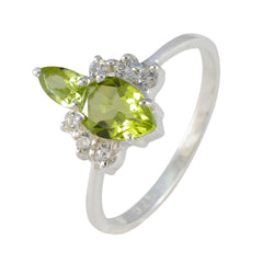 Peridot Toi et Moi Japanischer 92,5 Silber Grüne Edelsteine Eleganter femininer Ring Schmuck