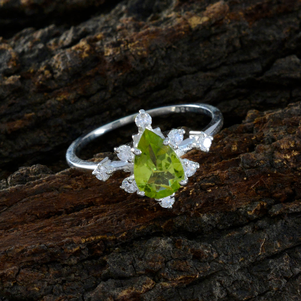 Peridot Halo American 925 Sterling Silver Green Gemstones Delicate Modern Ring Jewellery