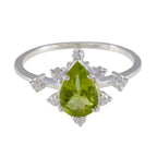 Peridot Halo American 925 Sterling Silver Green Gemstones Delicate Modern Ring Jewellery