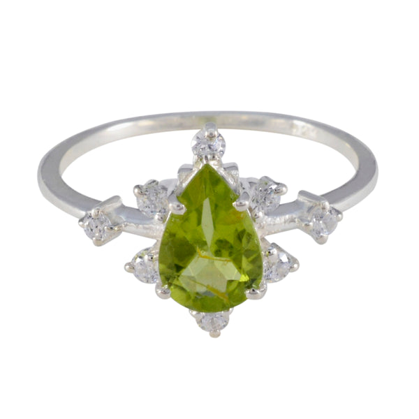 Peridot Halo American 925 Sterling Silver Green Gemstones Delicate Modern Ring Jewellery