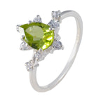 Peridot Halo American 925 Sterling Silver Green Gemstones Delicate Modern Ring Jewellery