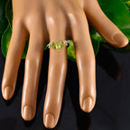 Peridot Penta Korean 92.5 Silver Green Gemstones Elegant  crown Ring Jewelry