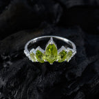 Peridot Penta Korean 92.5 Silver Green Gemstones Elegant  crown Ring Jewelry