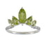 Peridot Penta Korean 92.5 Silver Green Gemstones Elegant  crown Ring Jewelry
