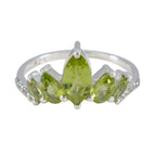 Peridot Penta Korean 92.5 Silver Green Gemstones Elegant  crown Ring Jewelry
