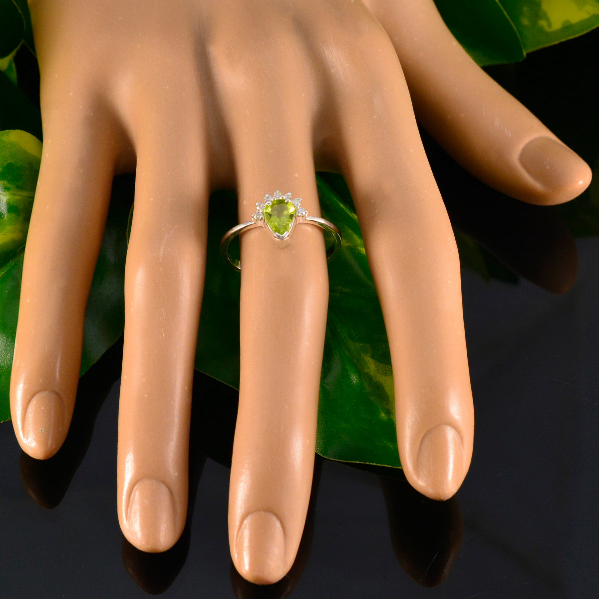 Peridot Halo Turkish Sterling Silver Green Gemstone Delicate Fairytale Ring Jewellery