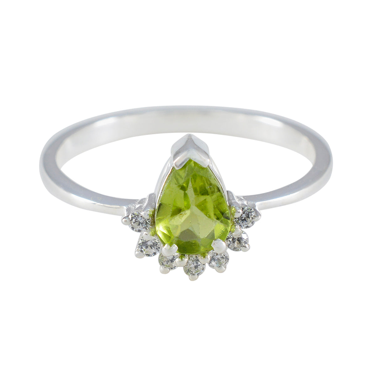 Peridot Halo Turkish Sterling Silver Green Gemstone Delicate Fairytale Ring Jewellery メイン画像
