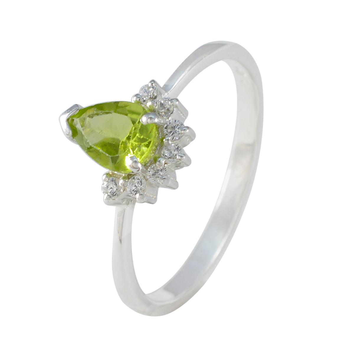 Peridot Halo Turkish Sterling Silver Green Gemstone Delicate Fairytale Ring Jewellery